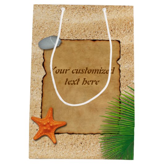 砂の背景の羊皮紙 – 中抱き枕 ミディアムペーパーバッグ (裏面)