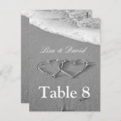 砂の表の番号カードのハート | ビーチテーマ ポストカード (正面/裏面)