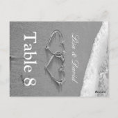 砂の表の番号カードのハート | ビーチテーマ ポストカード (裏面)