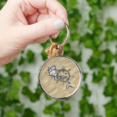 砂の装飾の中の銀人魚 キーホルダー (手)