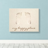 砂の裸足の足跡 キャンバスプリント (インサイチュ (ウッドフロア))