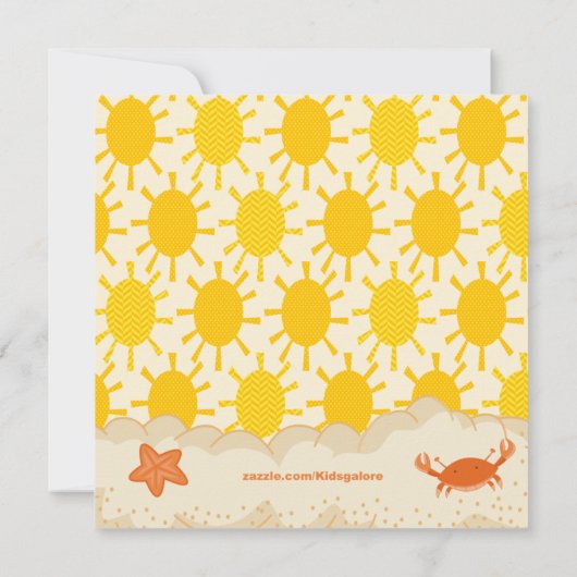 砂の誕生日の招待状の明るいビーチの男の子 招待状 (裏面)