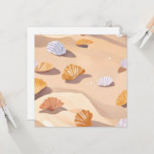 砂の貝殻 | ビーチ海水彩 カード (正面/裏面インサイチュ)