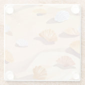 砂の貝殻 | ビーチ海水彩 ガラスコースター (裏面)