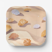 砂の貝殻 | ビーチ海水彩 ペーパープレート (正面)
