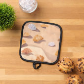 砂の貝殻 | ビーチ海水彩 鍋敷き (トップダウン)