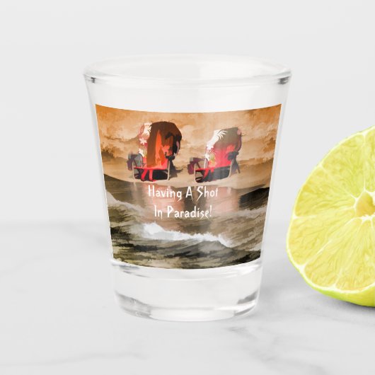 砂の赤いビーチチェア ショットグラス (正面)