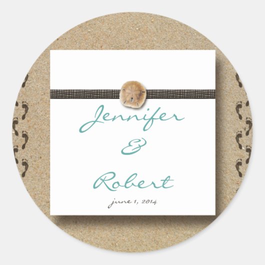 砂の足跡封筒用シール ラウンドシール (正面)