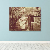 砂の運中の芸者（セピア写真） キャンバスプリント (インサイチュ (ウッドフロア))