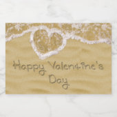 砂の「ハッピーバレンタインデー」書のハート フードラベル (シングルラベル)