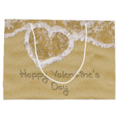 砂の「ハッピーバレンタインデー」書のハート ラージペーパーバッグ (裏面)