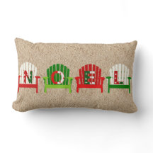 砂のBaのサンタが付いているビーチチェアのクリスマスの枕