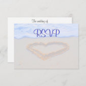 砂のRSVPのゲストの応答のエンクロージャのハート 出欠カード (正面/裏面)