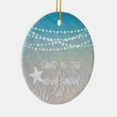 砂は新しい雪のビーチのクリスマス飾り セラミックオーナメント (右)