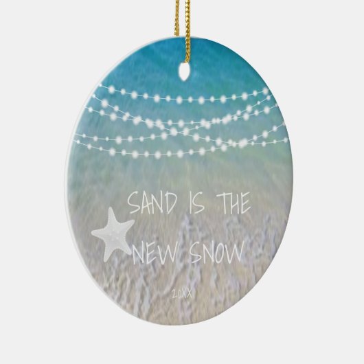 砂は新しい雪のビーチのクリスマス飾り セラミックオーナメント (右)