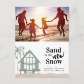 砂は新しい雪の写真クリスマス シーズンポストカード (正面)