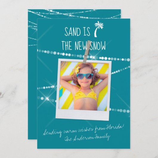 砂は新しい雪フロリダの休日のフォトカード (正面/裏面)