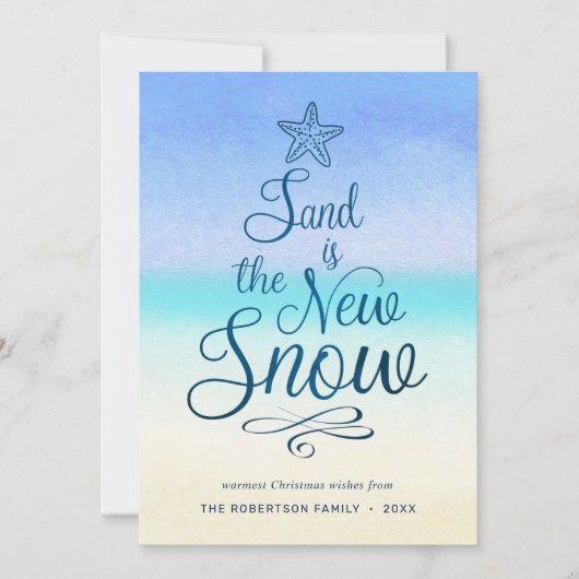 砂は新雪の海岸のクリスマス3の写真 シーズンカード (正面)
