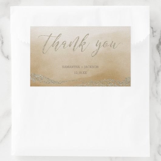 砂エレガントの水の色が結婚ありがとう 長方形シール (バッグ)