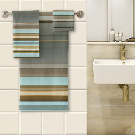 砂エレガントビーチバラ金ゴールドパタストライプのーン バスタオルセット