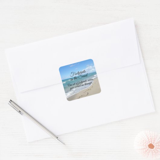 砂クリスチャンの足跡感動的 スクエアシール (封筒)