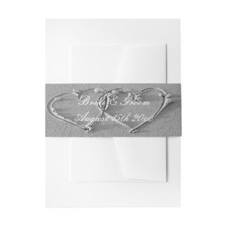 砂スタイリッシュビーチ結婚式ハートスケッチ 招待状ベリーバンド