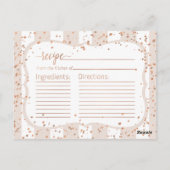 砂ストライプバラ金ゴールドブライダルシャワーレシピカード ポストカード (裏面)