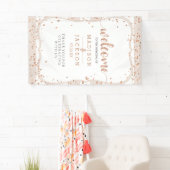 砂ストライプバラ金ゴールド紙吹雪結婚の歓迎 横断幕 (インサイチュ)