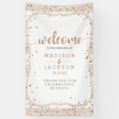 砂ストライプバラ金ゴールド紙吹雪結婚の歓迎 横断幕 (縦)