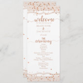 砂ストライプバラ金ゴールド紙吹雪結婚式 プログラム (正面/裏面)