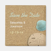 砂ドルとシェルのビーチテーマ日付を保存 マグネット (正面)