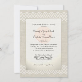 砂ドルとバーラップのジグザグ 招待状