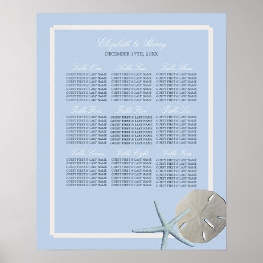 砂ドルとヒトデのビーチ座席表 ポスター (正面)