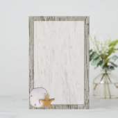 砂ドルとヒトデの流木フレーム 便箋 (スタンド正面)