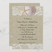 砂ドルとレースのリハーサルディナー 招待状 (正面/裏面)