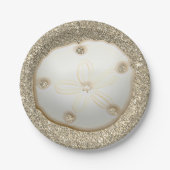 砂ドルのスパークリー金ゴールドビーチ砂 ペーパープレート (正面)