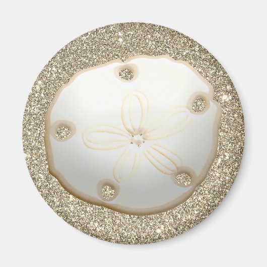 砂ドルのスパークリー金ゴールドビーチ砂 マグネット (正面)