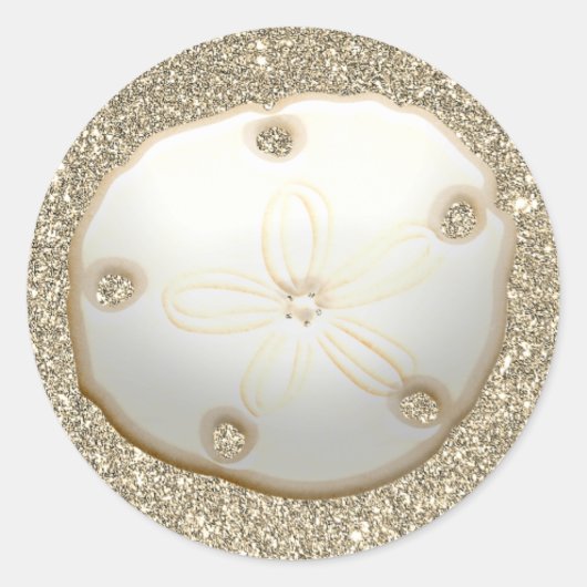 砂ドルのスパークリー金ゴールドビーチ砂 ラウンドシール (正面)