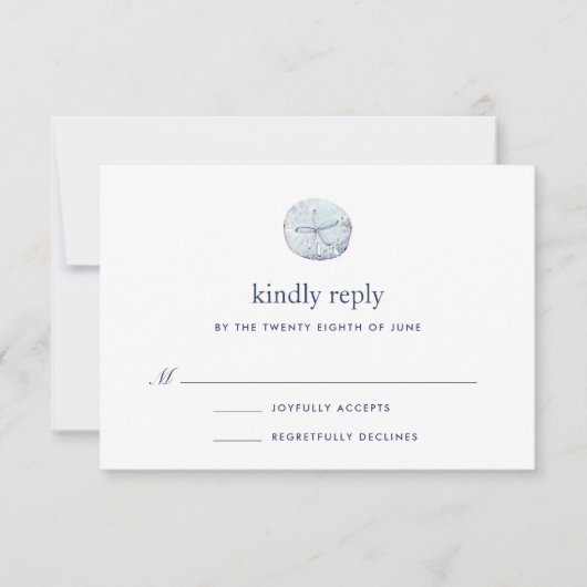 砂ドルのヒトデRSVPカード 出欠カード (正面)