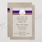 砂ドルのビーチ結婚式の招待状- 「メロン海軍 招待状 (正面/裏面)