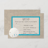 砂ドルのビーチ結婚式RSVPカードマリブ2 出欠カード (正面/裏面)