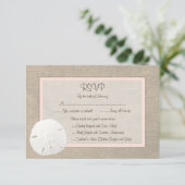 砂ドルのビーチ結婚式RSVPカード-赤面 出欠カード (スタンド正面)