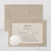 砂ドルのビーチ結婚式RSVPカード-赤面 出欠カード (正面/裏面)