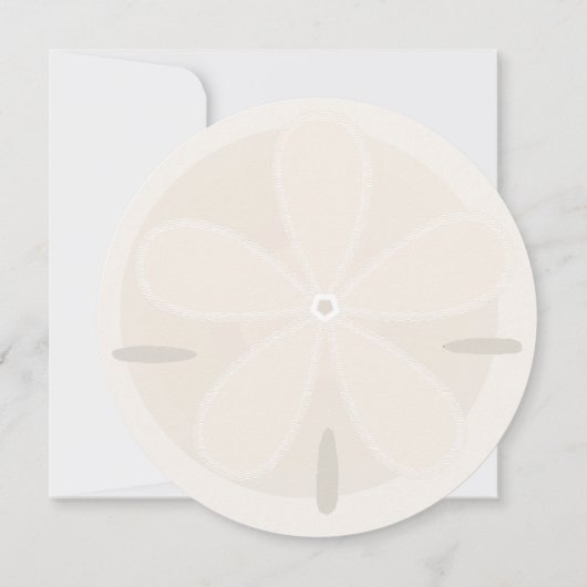 砂ドルの結婚式のリハーサルの夕食 招待状 (裏面)