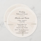 砂ドルの結婚式のリハーサルの夕食 招待状 (正面/裏面)