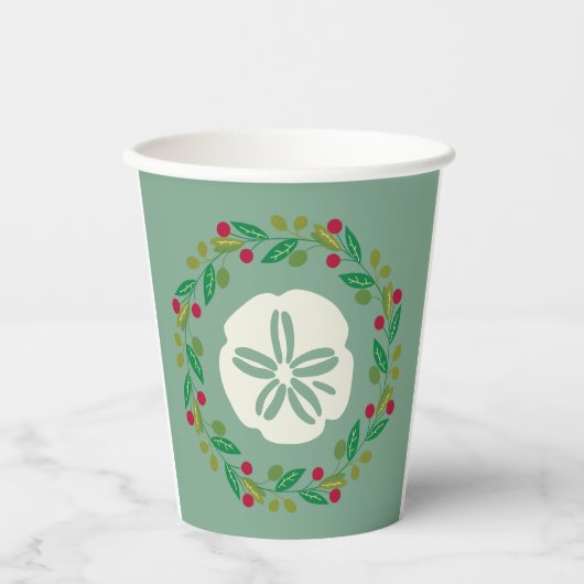 砂ドルシーシェルクリスマス 紙コップ (正面)