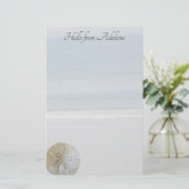 砂ドルビーチ背景筆記用紙 便箋 (スタンド正面)