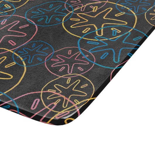 砂ドルライン赤い黄色の青 カッティングボード (角)