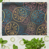 砂ドルライン赤い黄色の青 キッチンタオル (折り畳み)