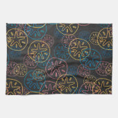 砂ドルライン赤い黄色の青 キッチンタオル (横)